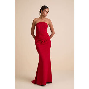 Lulus Laney Red Strapless Corset Maxi Dress - Size S